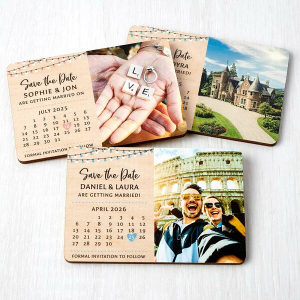 Wooden Photo Calendar Save The Date Magnets Lanterns Wedding Invitations