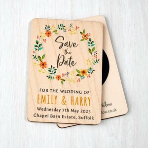 Wild Flower Floral Wooden Save The Date Fridge Magnets Wedding Invites