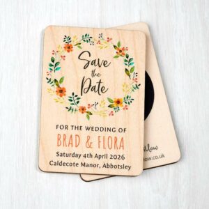 Wildflower Floral Wooden Save The Date Fridge Magnets Wedding Invites