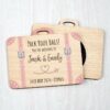 Wooden Save The Dates Suitcase Fridge Magnets, Abroad Destination Travel Theme Passport Boarding Pass Wedding Invitations Pink