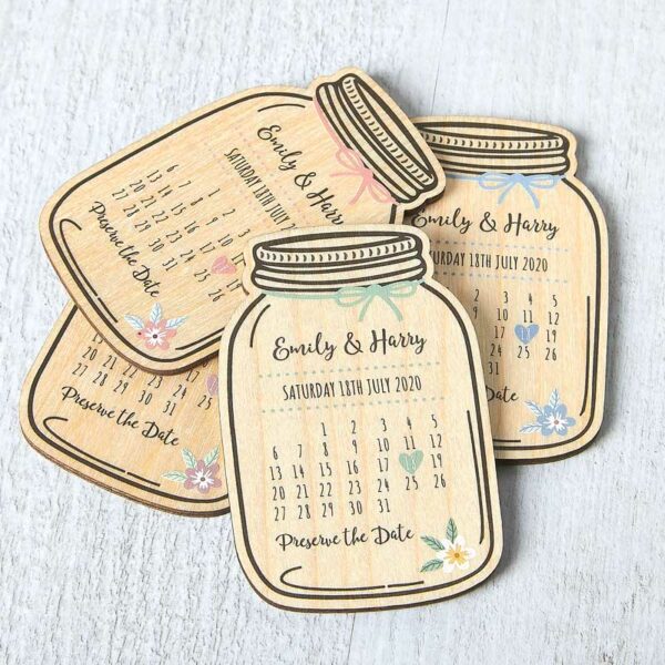 Wooden Jar Save The Date Magnets