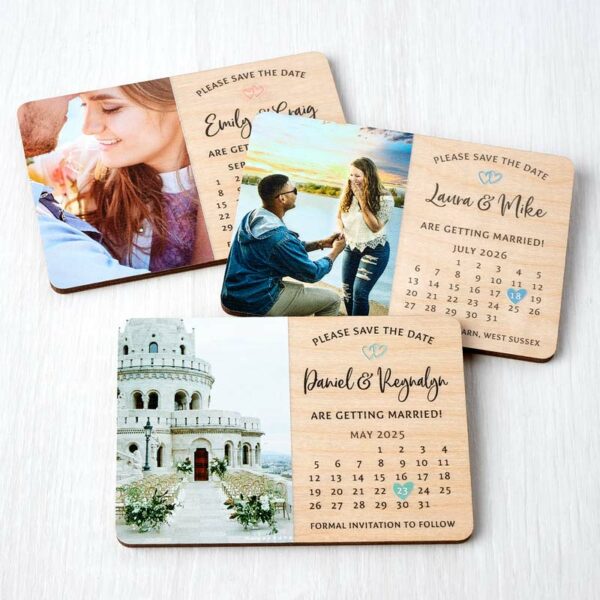 Rustic Wooden Photo Calendar Save The Date Magnets Wedding Invitations
