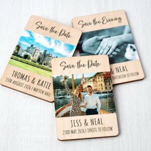 Real Wood Photo Save The Date Fridge Magnets Wedding Invitations
