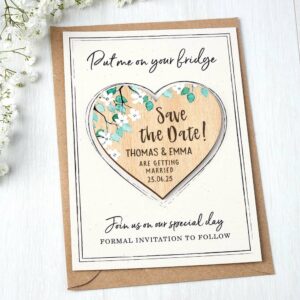Wooden Heart Save The Date Fridge Magnets Wildflower Wedding Invites With Cards