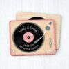 Wooden Magnetic Save The Dates Record Music Themed Festival Wedding Invites Pink
