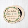 Wooden Save The Dates Fridge Magnets Floral Wildflower Wedding Invitations Green